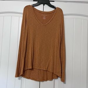 Yellow and white striped long sleeve tee